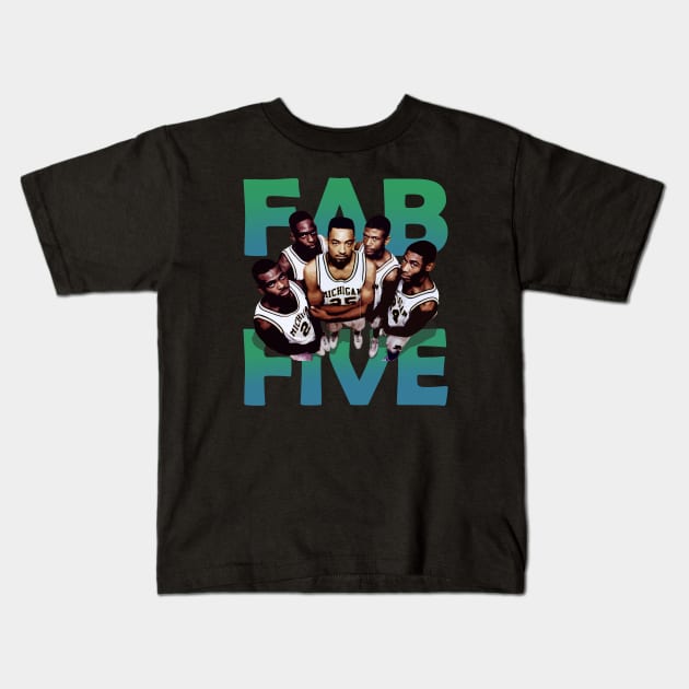 fab 5 basketball Kids T-Shirt by sodakohan